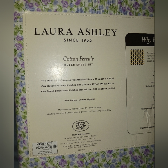 ❌️SOLD❌️ Emogene Laura Ashley Queen Sheet Set 100% Cotton - Picture 11 of 15